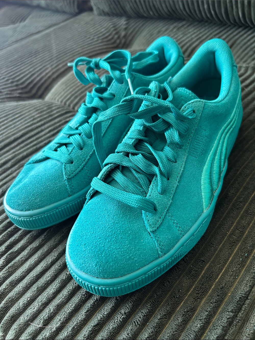 Puma Teal Suede Low-Top Sneakers